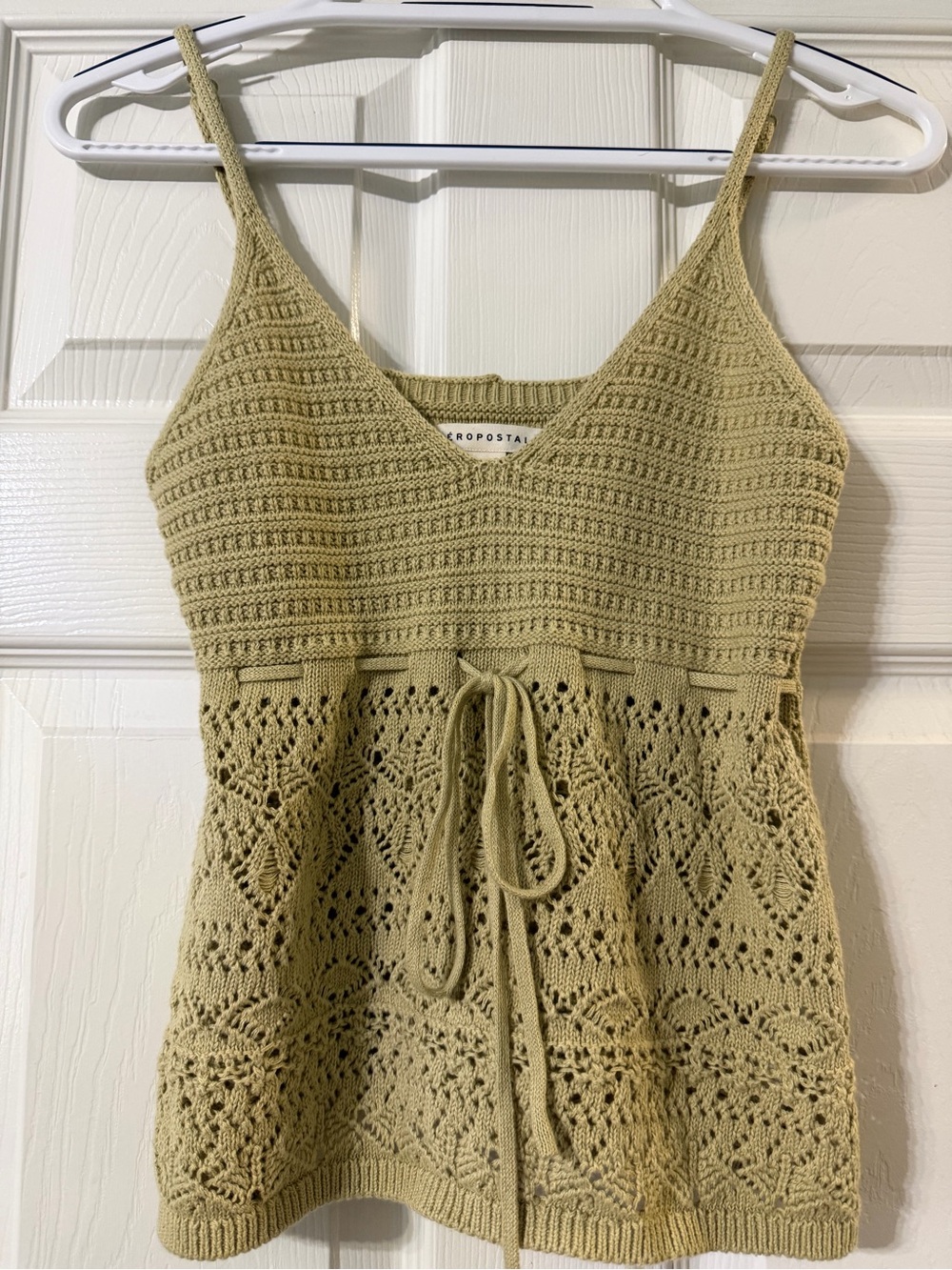 Aeropostale Olive Green Crochet Knit Tank